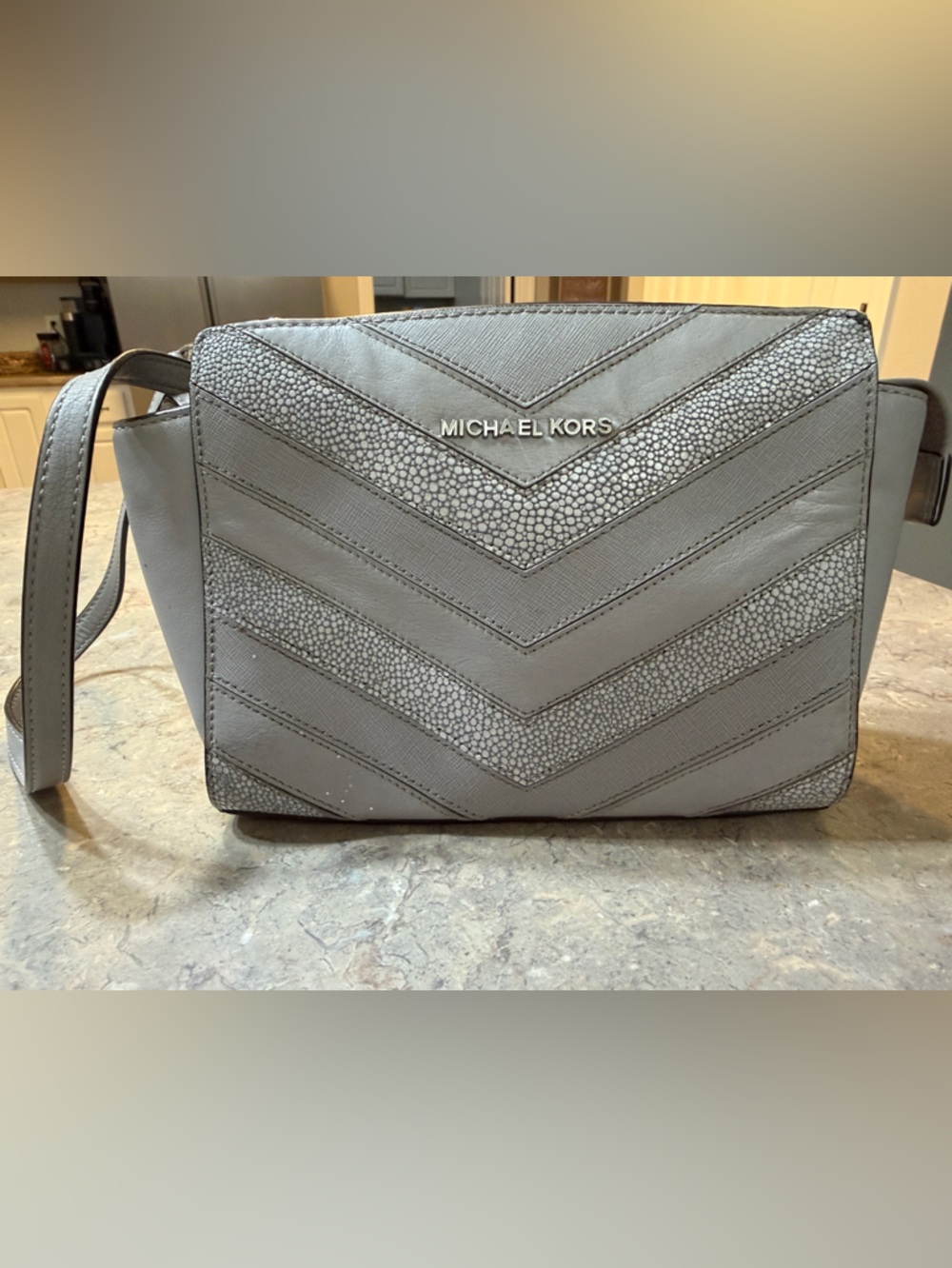 Michael Kors Gray Chevron Crossbody Bag